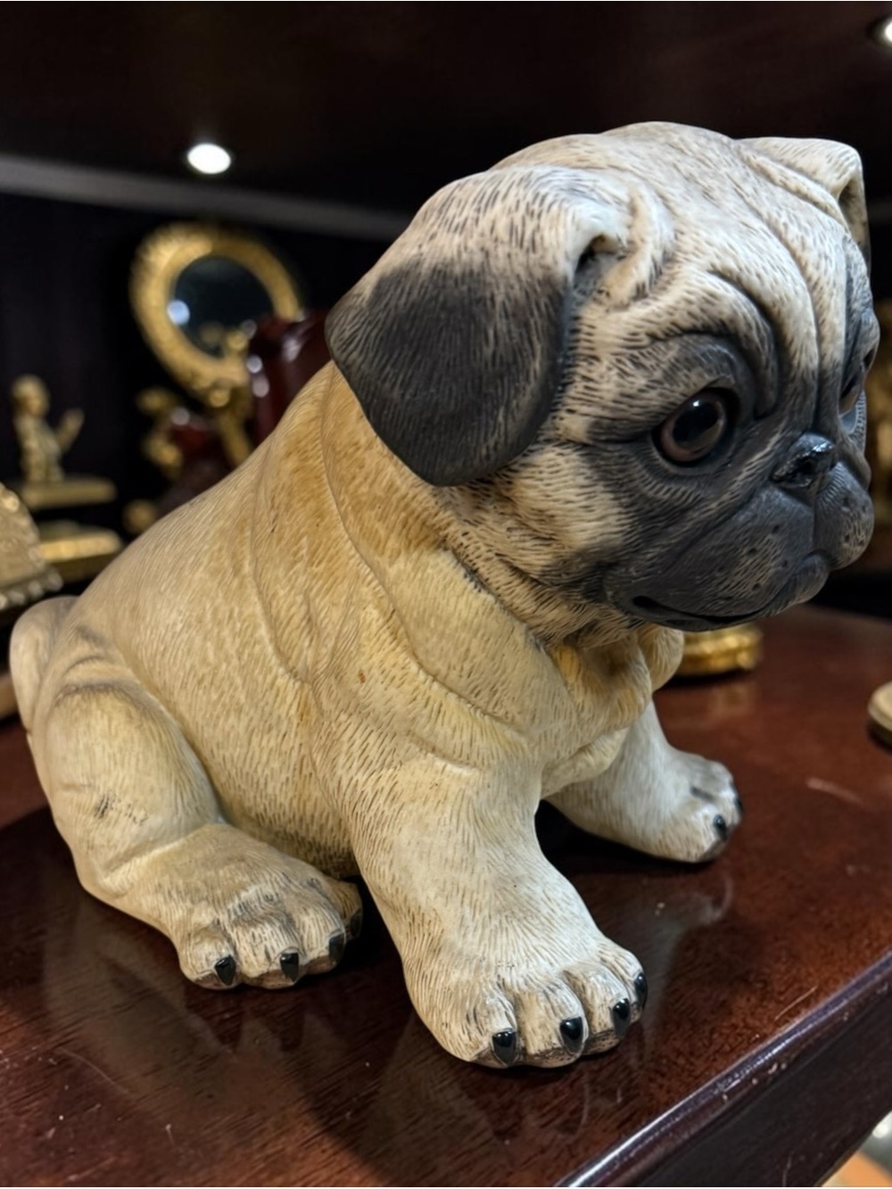 RARE Low #134 Kiyoto Ceramic Pug Figurine - Lifelike Glass Eyes Collectible